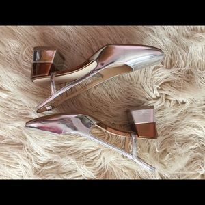 Zara silver and gold slingback heels